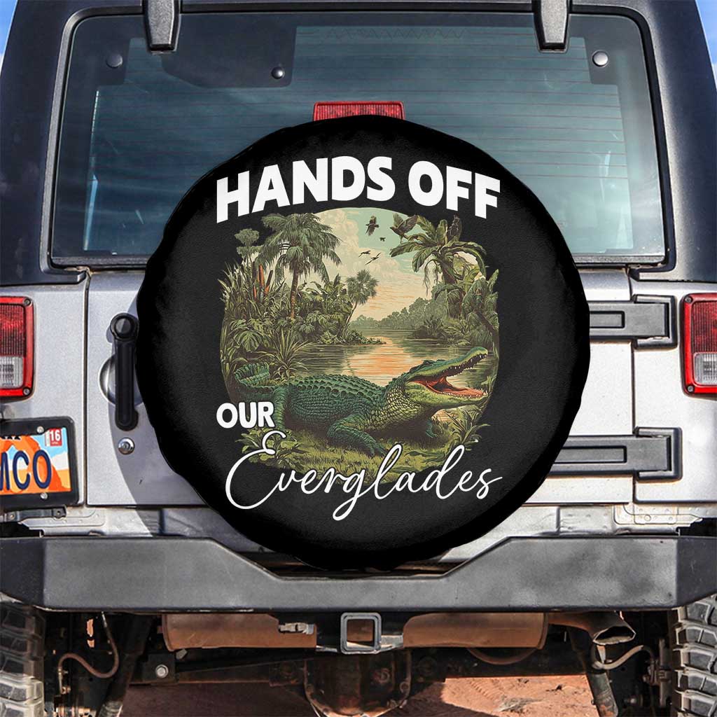 Hands Off Our Everglades Spare Tire Cover Vintage Alligator Swamp TS02 No hole Black Print Your Wear