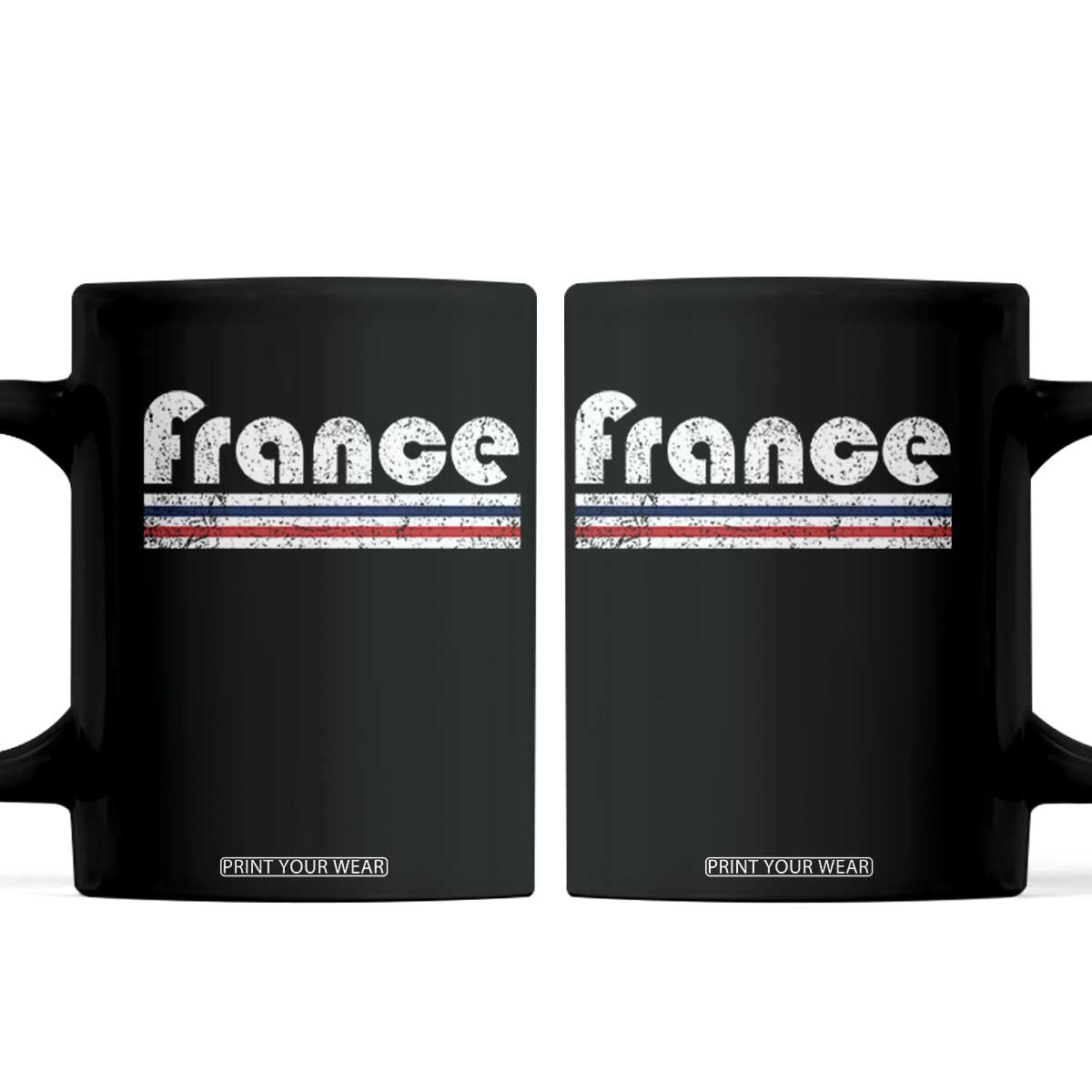 Vintage France Flag Distressed Retro Graphic Coffee Mug Patriotic French Heritage Pride Gift TS02 Black Print Your Wear