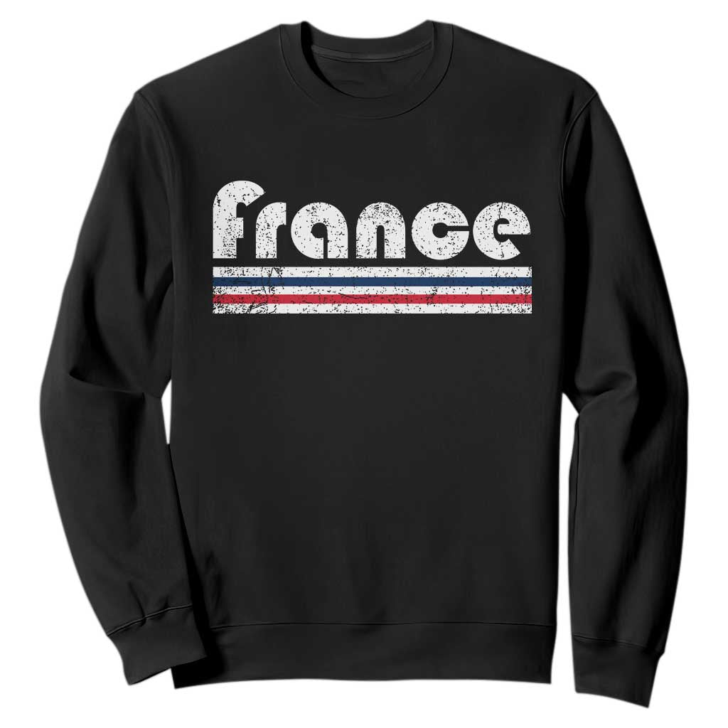 Vintage France Flag Distressed Retro Graphic Sweatshirt Patriotic French Heritage Pride Gift TS02 Black Print Your Wear