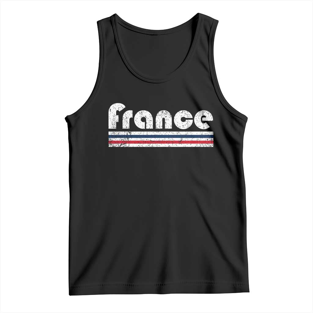 Vintage France Flag Distressed Retro Graphic Tank Top Patriotic French Heritage Pride Gift TS02 Black Print Your Wear
