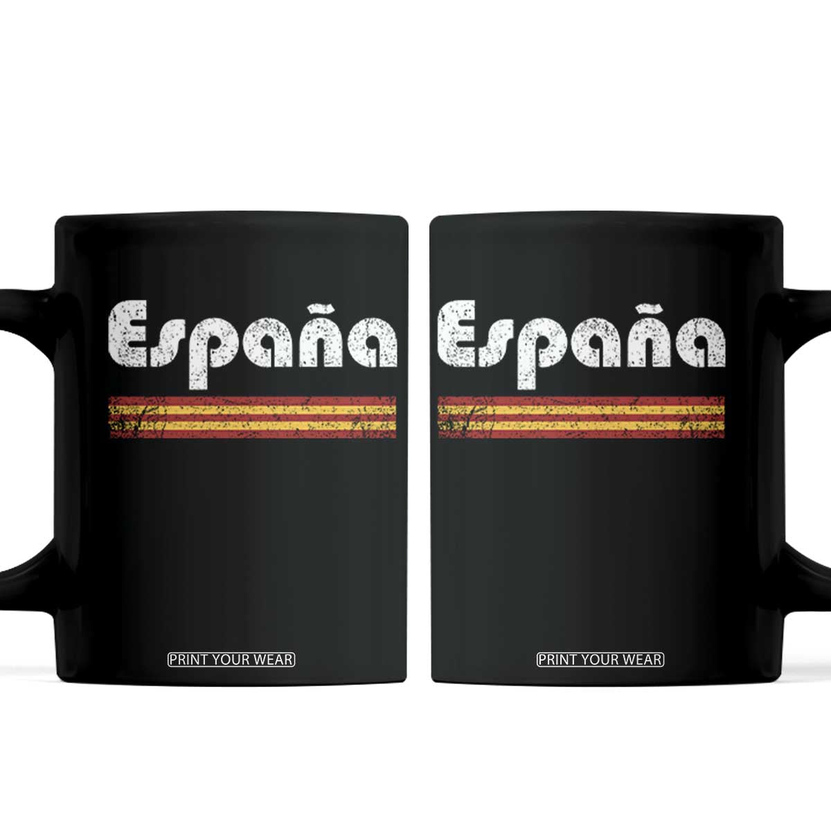 Vintage Espana Espanol Retro Distressed Graphic Coffee Mug Patriotic Spanish Spain Flag Heritage Pride Souvenir TS02 Black Print Your Wear