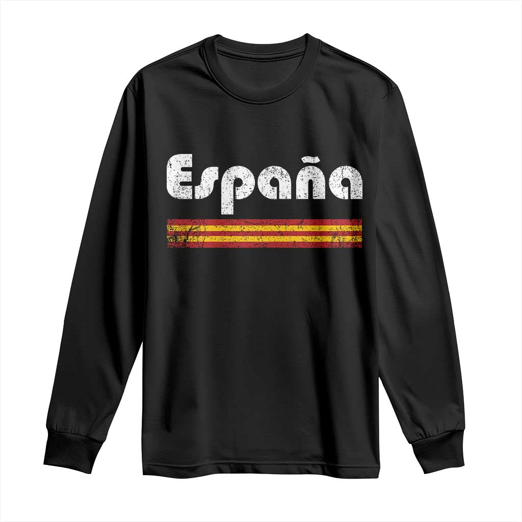 Vintage Espana Espanol Retro Distressed Graphic Long Sleeve Shirt Patriotic Spanish Spain Flag Heritage Pride Souvenir TS02 Black Print Your Wear