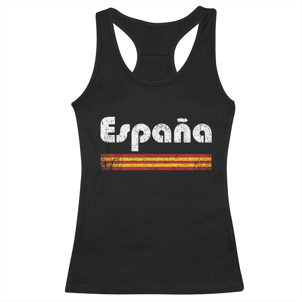 Vintage Espana Espanol Retro Distressed Graphic Racerback Tank Top Patriotic Spanish Spain Flag Heritage Pride Souvenir TS02 Black Print Your Wear