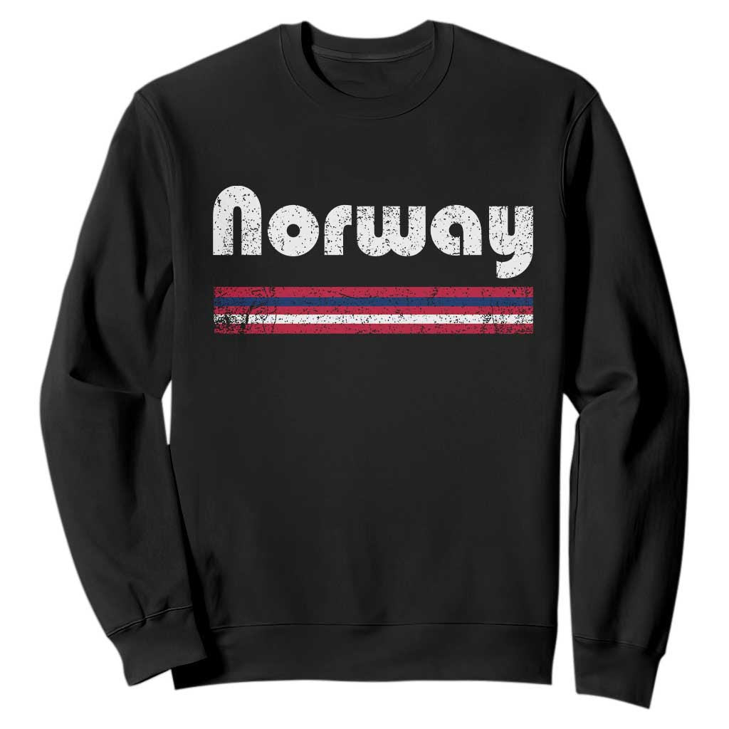 Vintage Norway Pride Distressed Norwegian Flag Typography Graphic Sweatshirt TS02 Black Print Your Wear