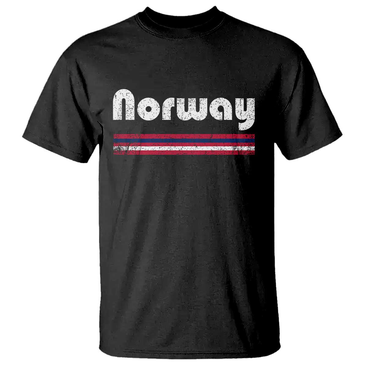 Vintage Norway Pride Distressed Norwegian Flag Typography Graphic T Shirt TS02 Black Print Your Wear