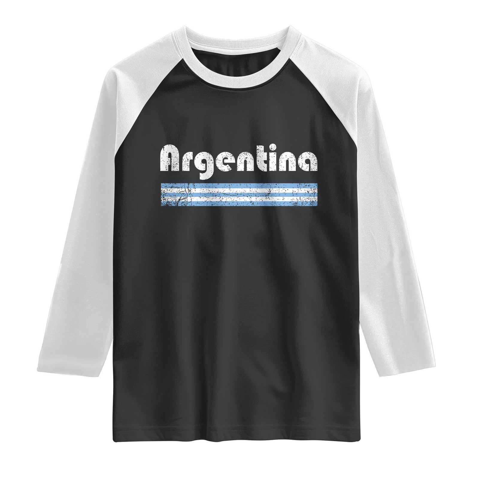 Vintage Argentina Retro Distressed Graphic Raglan Shirt Patriotic Argentine Heritage Pride Souvenir TS02 Black White Print Your Wear