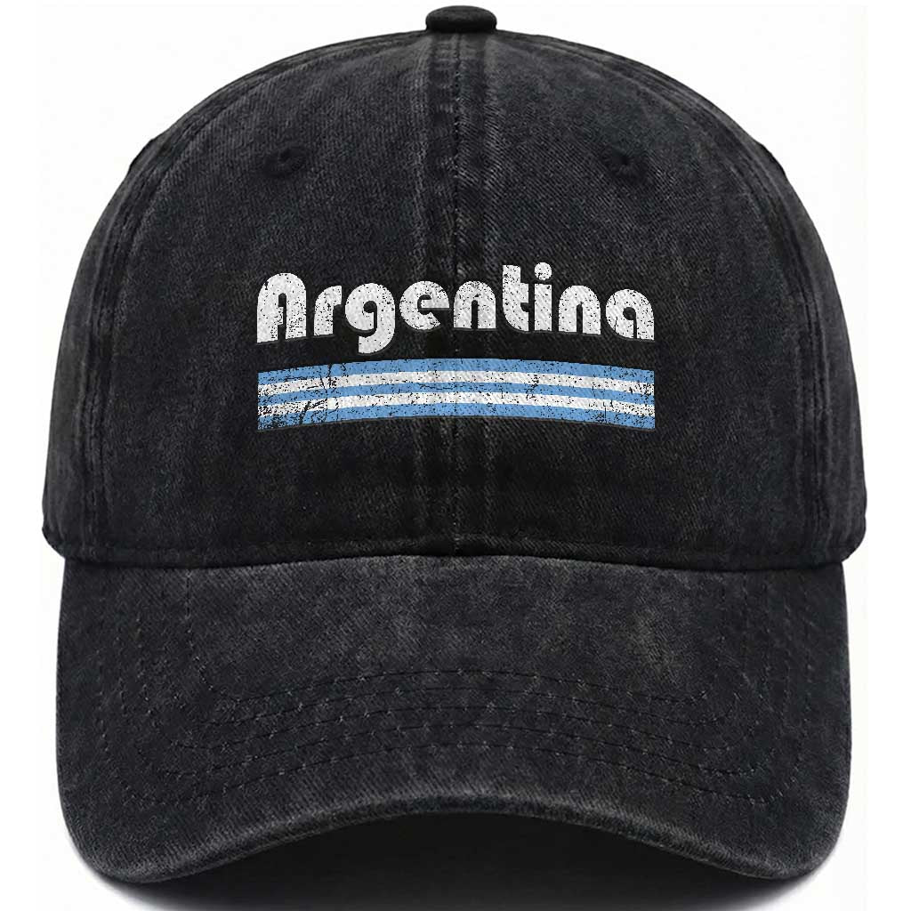 Vintage Argentina Retro Distressed Graphic Washed Cotton Baseball Cap Patriotic Argentine Heritage Pride Souvenir TS02 Print Your Wear