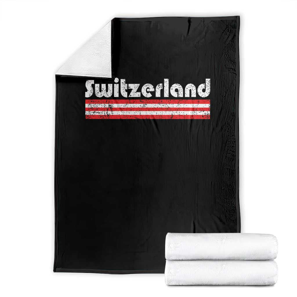 Vintage Switzerland Retro Distressed Graphic Throw Blanket Patriotic Swiss Heritage Pride Souvenir TS02 Black Print Your Wear