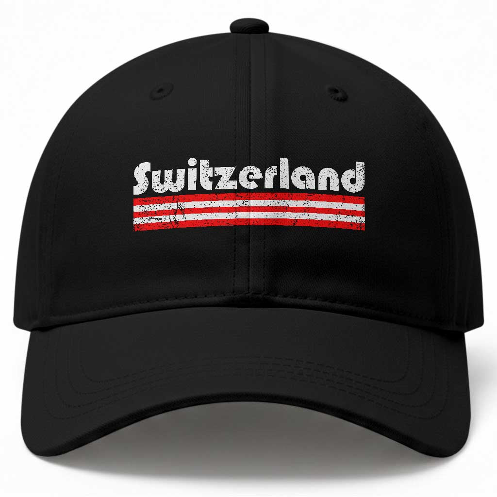Vintage Switzerland Retro Distressed Graphic Baseball Cap Patriotic Swiss Heritage Pride Souvenir TS02 Print Your Wear