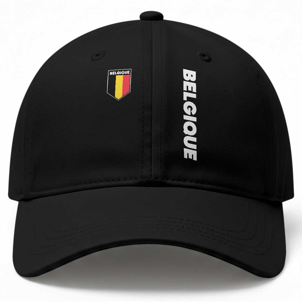 Belgique Belgium Flag Shield Minimalist Graphic Baseball Cap French Belgian Pride and European Heritage Souvenir TS02 Print Your Wear