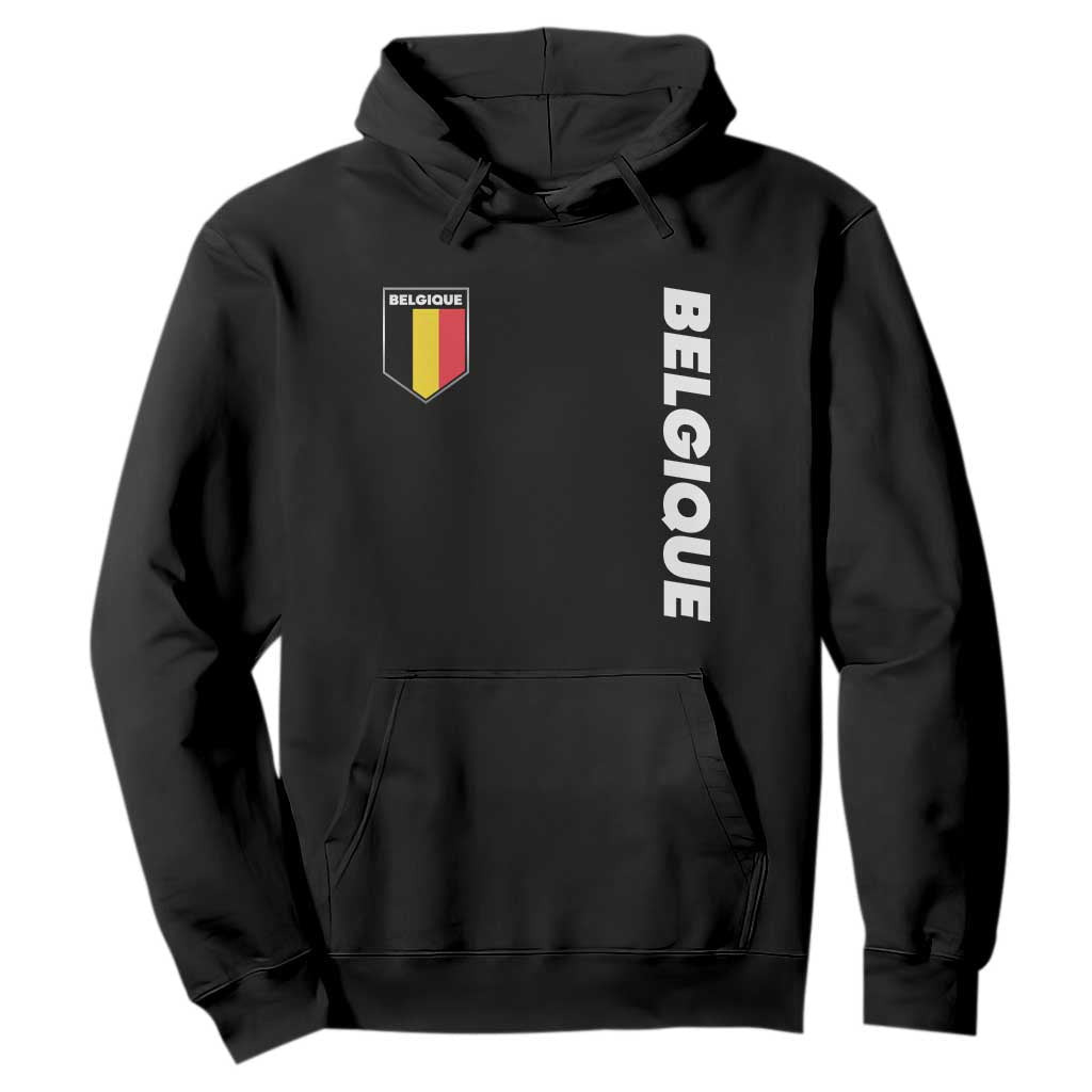 Belgique Belgium Flag Shield Minimalist Graphic Hoodie French Belgian Pride and European Heritage Souvenir TS02 Black Print Your Wear