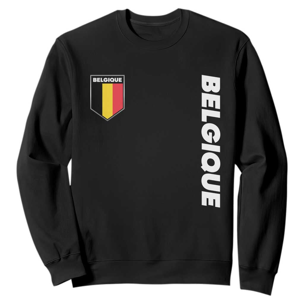 Belgique Belgium Flag Shield Minimalist Graphic Sweatshirt French Belgian Pride and European Heritage Souvenir TS02 Black Print Your Wear