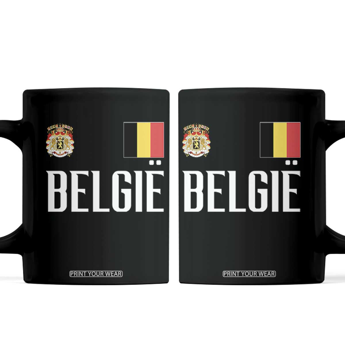 Royal Coat of Arms Belgie Crest Graphic Coffee Mug Traditional Belgium Belgian Flag and Lion Heritage Pride Gift TS02 Black Print Your Wear