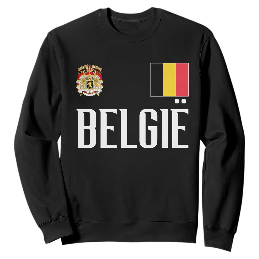 Royal Coat of Arms Belgie Crest Graphic Sweatshirt Traditional Belgium Belgian Flag and Lion Heritage Pride Gift TS02 Black Print Your Wear