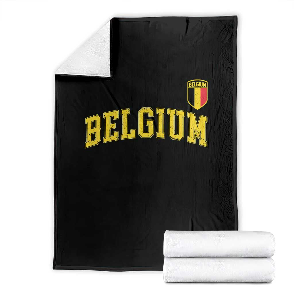 Vintage Belgium Varsity Style Distressed Graphic Throw Blanket Classic Collegiate Belgian Pride TS02 Black Print Your Wear