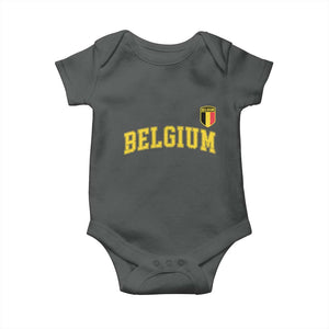 Vintage Belgium Varsity Style Distressed Graphic Baby Onesie Classic Collegiate Belgian Pride TS02 Dark Heather Print Your Wear