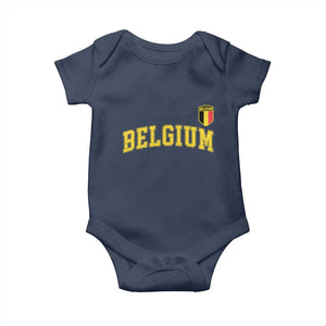 Vintage Belgium Varsity Style Distressed Graphic Baby Onesie Classic Collegiate Belgian Pride TS02 Navy Print Your Wear
