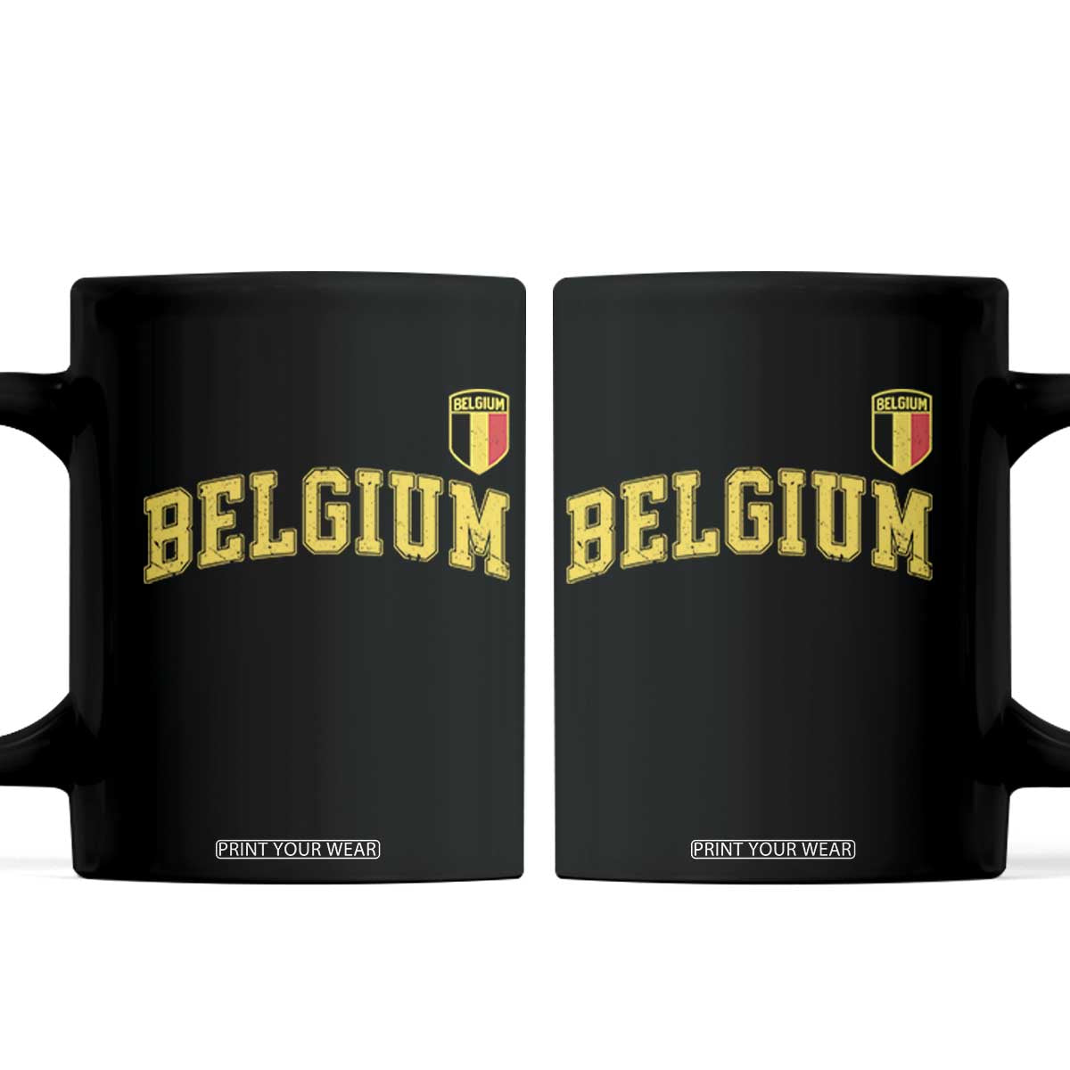 Vintage Belgium Varsity Style Distressed Graphic Coffee Mug Classic Collegiate Belgian Pride TS02 Black Print Your Wear