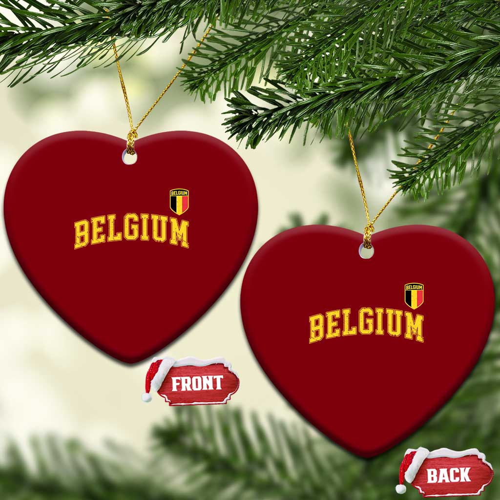 Vintage Belgium Varsity Style Distressed Graphic Ceramic Ornament Classic Collegiate Belgian Pride TS02 Print Your Wear