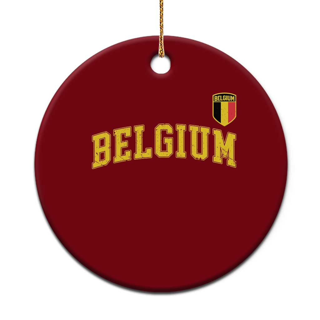 Vintage Belgium Varsity Style Distressed Graphic Ceramic Ornament Classic Collegiate Belgian Pride TS02 1pc Red Print Your Wear