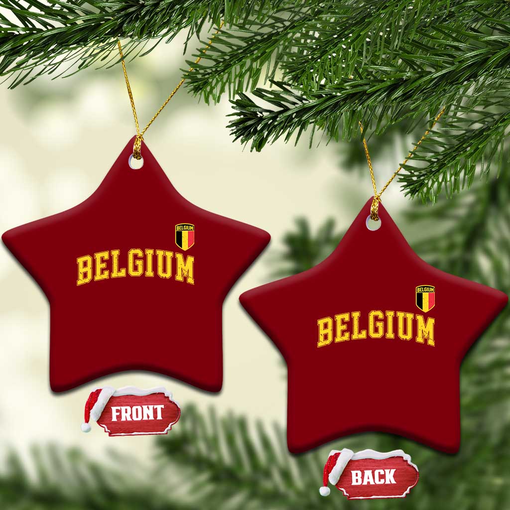 Vintage Belgium Varsity Style Distressed Graphic Ceramic Ornament Classic Collegiate Belgian Pride TS02 Print Your Wear