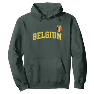 Vintage Belgium Varsity Style Distressed Graphic Hoodie Classic Collegiate Belgian Pride TS02 Dark Forest Green Print Your Wear
