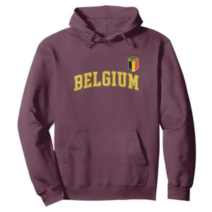 Vintage Belgium Varsity Style Distressed Graphic Hoodie Classic Collegiate Belgian Pride TS02 Maroon Print Your Wear