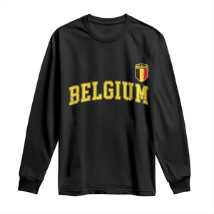 Vintage Belgium Varsity Style Distressed Graphic Long Sleeve Shirt Classic Collegiate Belgian Pride TS02 Black Print Your Wear