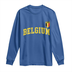 Vintage Belgium Varsity Style Distressed Graphic Long Sleeve Shirt Classic Collegiate Belgian Pride TS02 Royal Blue Print Your Wear