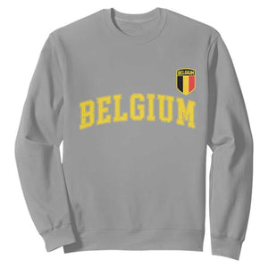 Vintage Belgium Varsity Style Distressed Graphic Sweatshirt Classic Collegiate Belgian Pride TS02 Sport Gray Print Your Wear