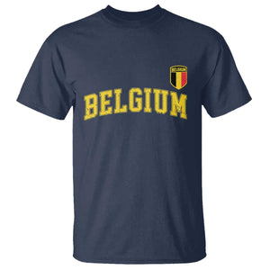 Vintage Belgium Varsity Style Distressed Graphic T Shirt Classic Collegiate Belgian Pride TS02 Navy Print Your Wear
