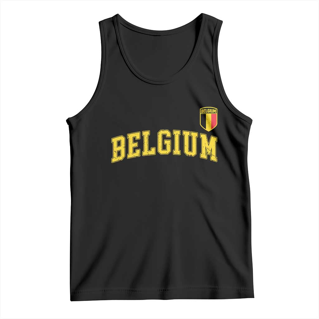 Vintage Belgium Varsity Style Distressed Graphic Tank Top Classic Collegiate Belgian Pride TS02 Black Print Your Wear