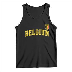 Vintage Belgium Varsity Style Distressed Graphic Tank Top Classic Collegiate Belgian Pride TS02 Black Print Your Wear