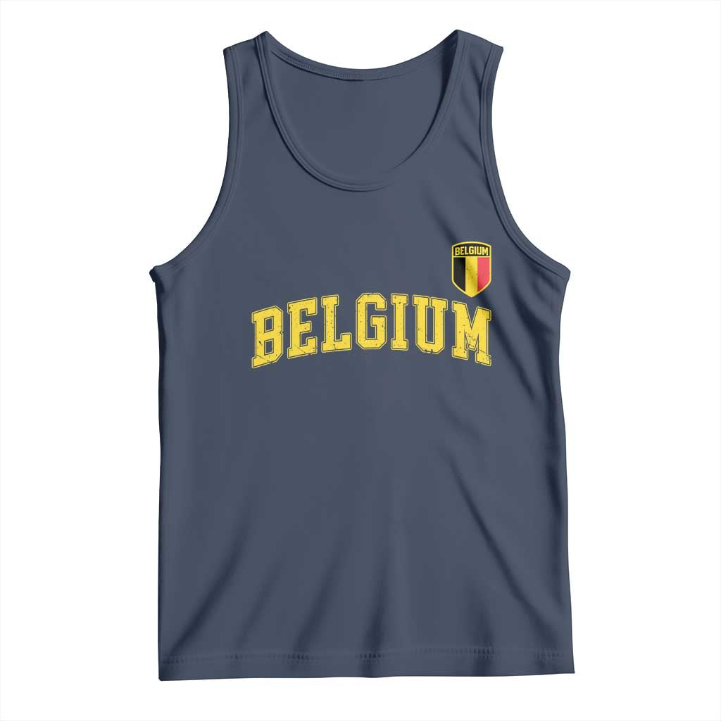 Vintage Belgium Varsity Style Distressed Graphic Tank Top Classic Collegiate Belgian Pride TS02 Navy Print Your Wear