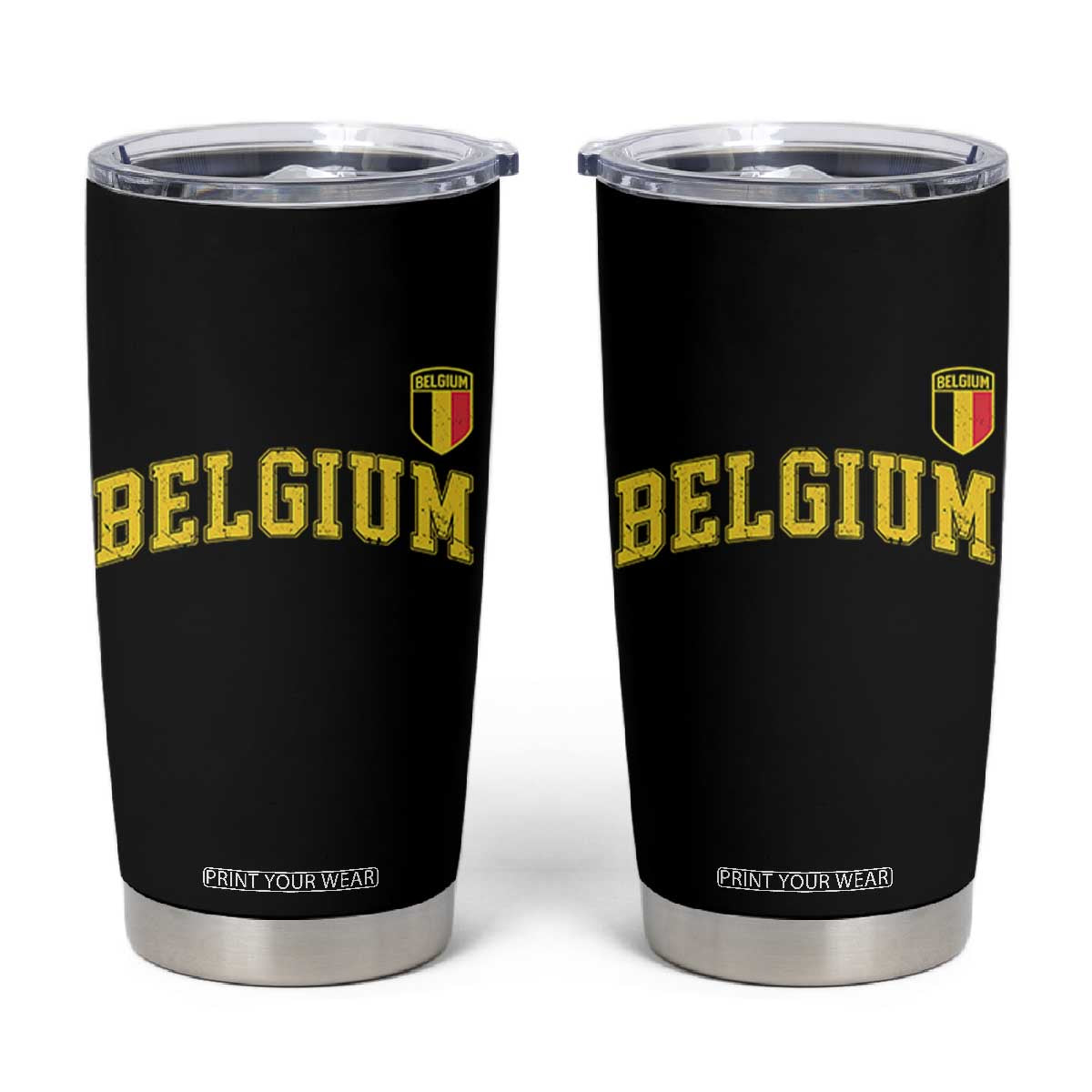 Vintage Belgium Varsity Style Distressed Graphic Tumbler Cup Classic Collegiate Belgian Pride TS02 Black Print Your Wear