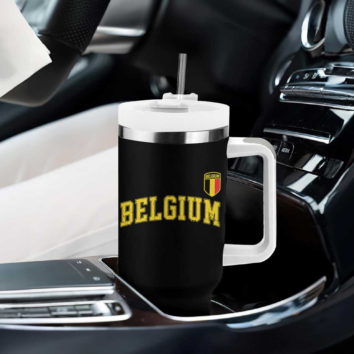 Vintage Belgium Varsity Style Distressed Graphic Tumbler With Handle Classic Collegiate Belgian Pride TS02 Print Your Wear