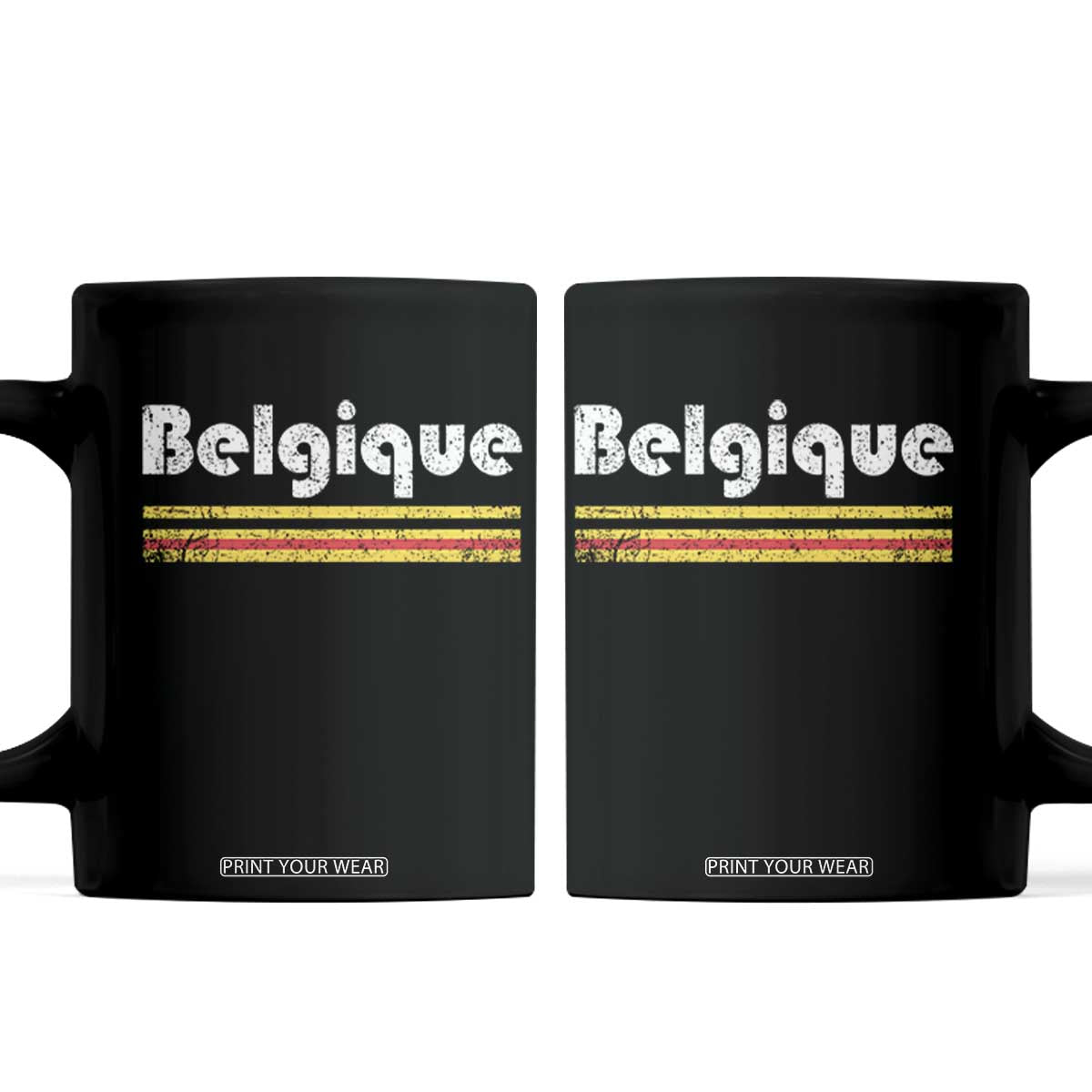 Retro Belgique Belgium Flag Distressed Graphic in French Coffee Mug Proud Belgian Heritage and Country Roots Pride Gift TS02 Black Print Your Wear