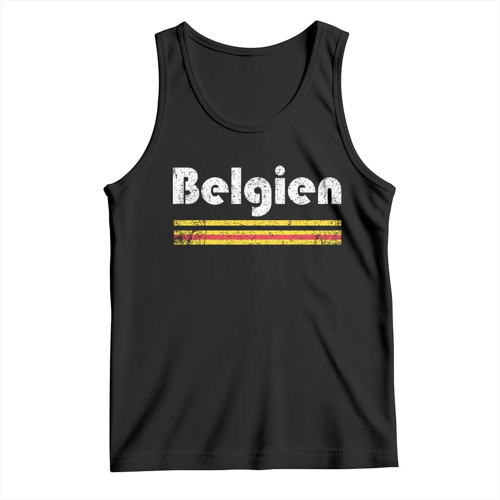 Retro Belgien Belgium Flag Distressed Graphic in German Tank Top Proud Belgian Heritage and Country Roots Pride Gift TS02 Black Print Your Wear