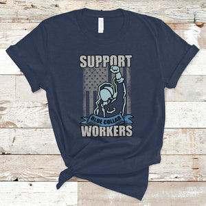 American Flag Happy Labor Day Support Blue Collar Workers T Shirt TS02 Navy Printyourwear