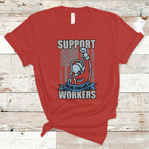 American Flag Happy Labor Day Support Blue Collar Workers T Shirt TS02 Red Printyourwear