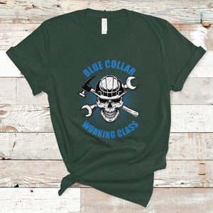 American Flag Happy Labor Day Blue Collar Working Class T Shirt TS02 Dark Forest Green Printyourwear