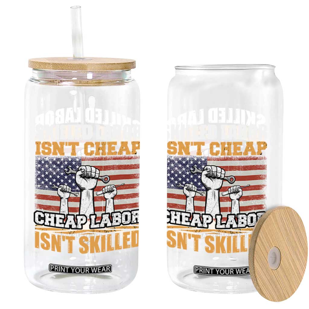 Skilled Labor Patriotic USA Flag Glass Can Blue Collar Trade Union Hand Tools Pride Graphic TS02 Print Your Wear