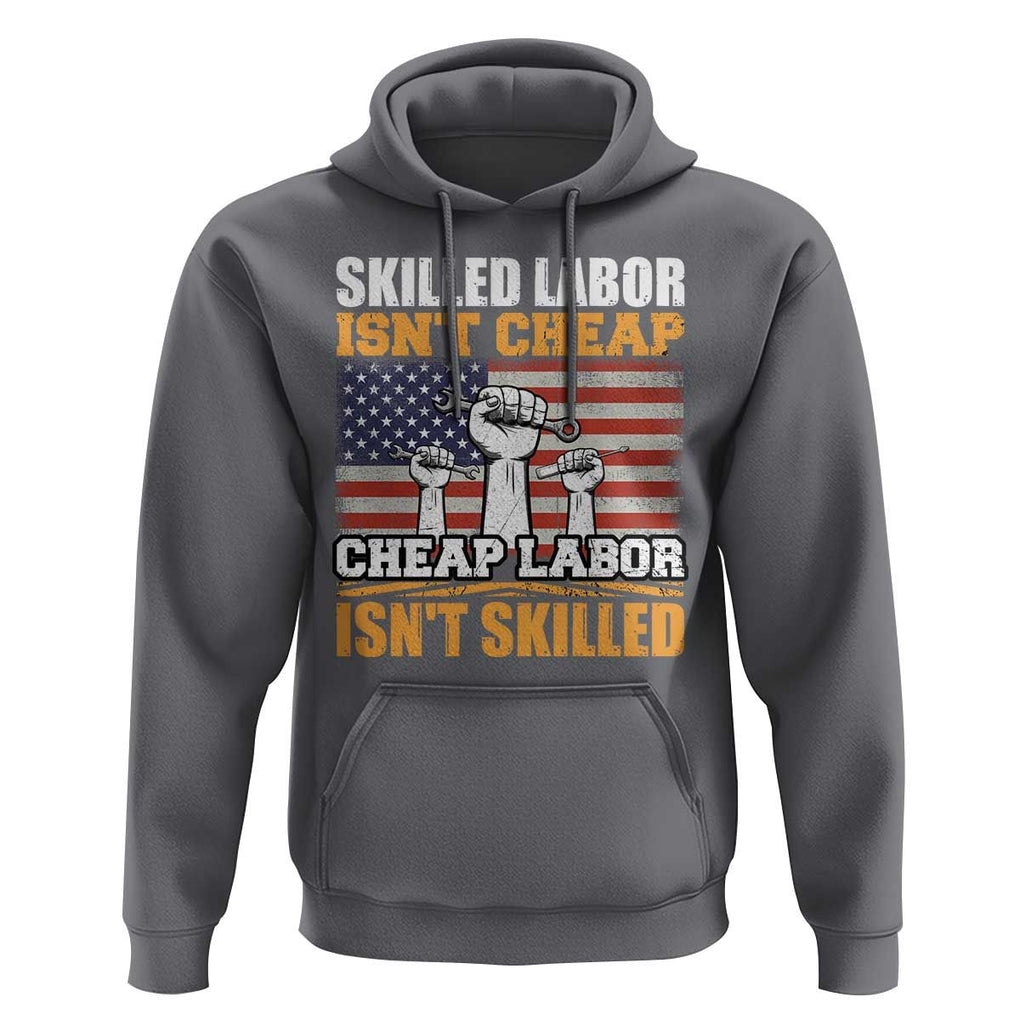 Skilled Labor Patriotic USA Flag Hoodie Blue Collar Trade Union Hand Tools Pride Graphic TS02 Charcoal Print Your Wear