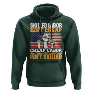 Skilled Labor Patriotic USA Flag Hoodie Blue Collar Trade Union Hand Tools Pride Graphic TS02 Dark Forest Green Print Your Wear