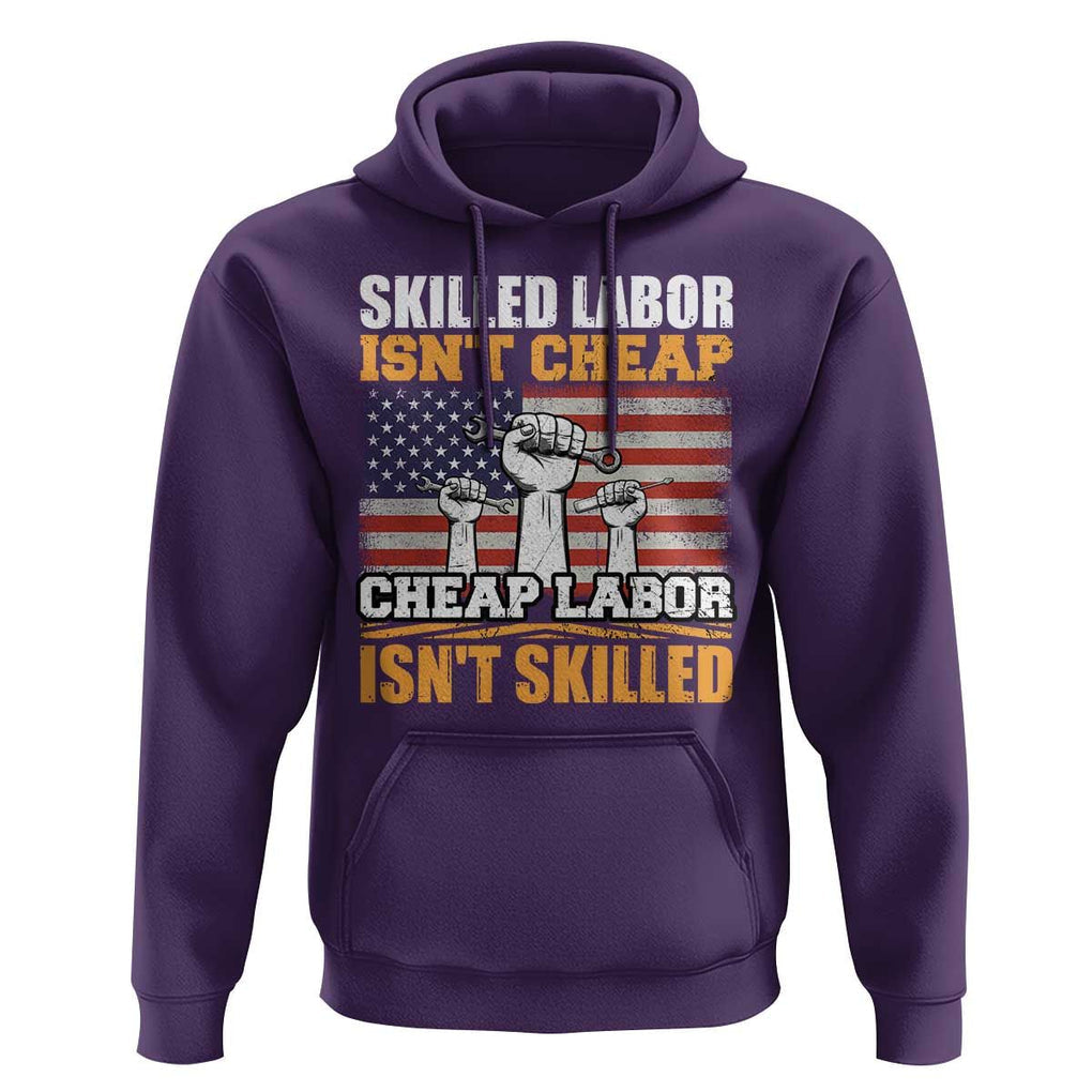 Skilled Labor Patriotic USA Flag Hoodie Blue Collar Trade Union Hand Tools Pride Graphic TS02 Purple Print Your Wear
