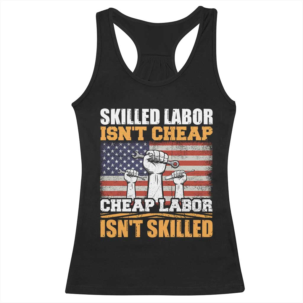 Skilled Labor Patriotic USA Flag Racerback Tank Top Blue Collar Trade Union Hand Tools Pride Graphic TS02 Black Print Your Wear