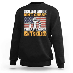 Skilled Labor Patriotic USA Flag Sweatshirt Blue Collar Trade Union Hand Tools Pride Graphic TS02 Black Print Your Wear