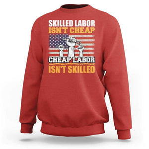Skilled Labor Patriotic USA Flag Sweatshirt Blue Collar Trade Union Hand Tools Pride Graphic TS02 Red Print Your Wear