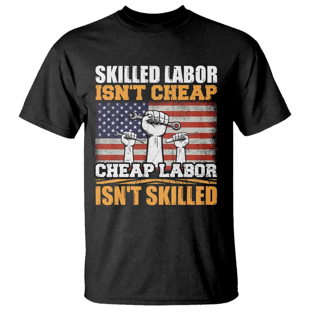 Skilled Labor Patriotic USA Flag T Shirt Blue Collar Trade Union Hand Tools Pride Graphic TS02 Black Print Your Wear