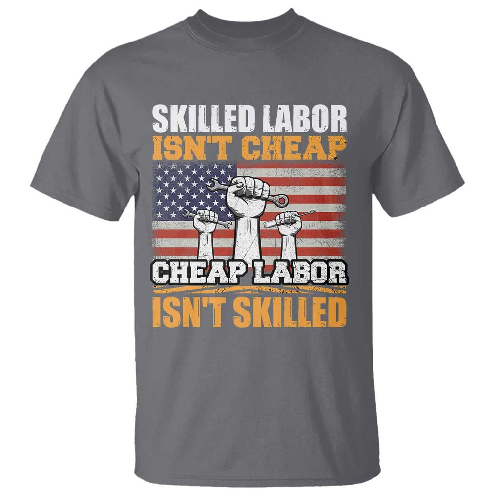 Skilled Labor Patriotic USA Flag T Shirt Blue Collar Trade Union Hand Tools Pride Graphic TS02 Charcoal Print Your Wear